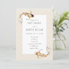 Aquarell Koi Fisch Babydusche Einladung
