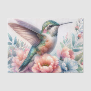 Aquarell-Kolibri-Pastell-Blumen-Seidenpapier Seidenpapier
