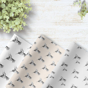 Aquarell Kolibri Schwarz-Weiß Geschenkpapier Set