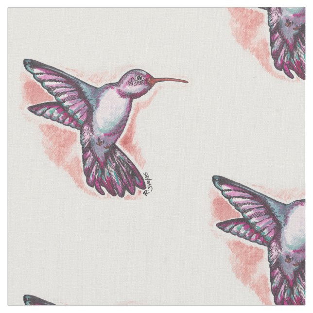 Aquarell-Kolibri Stoff (Nahaufnahme)