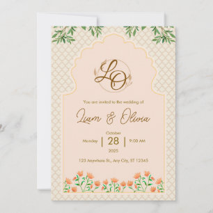 Aquarell königliche Hochzeitseinladungskarte Einladung