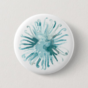 Aquarell-Koralle - Blau 2 Button
