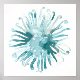 Aquarell-Koralle - Blau 2 Poster