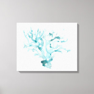 Aquarell-Koralle - Blau Leinwanddruck