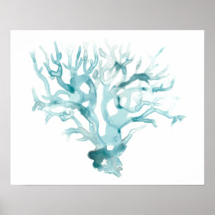 Aquarell-Koralle - Blau Poster