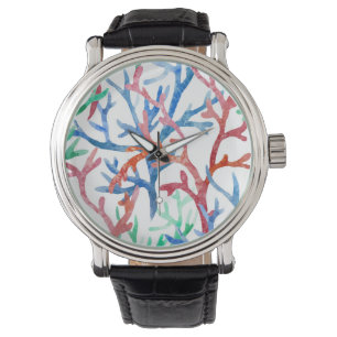 Aquarell-Korallen-Muster Armbanduhr