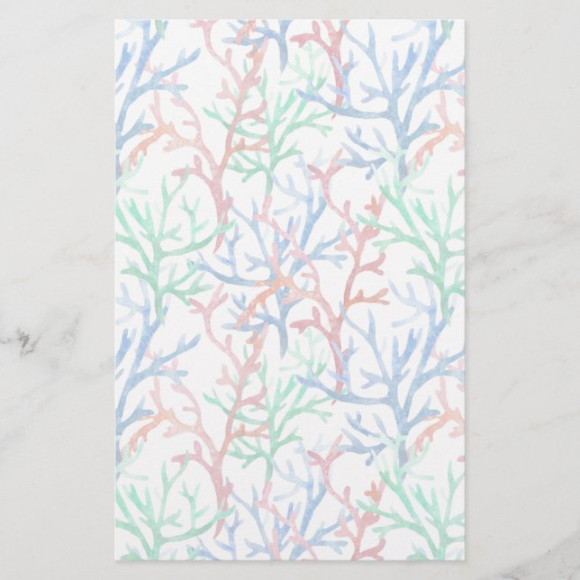 Aquarell-Korallenmuster Briefpapier (Vorderseite)