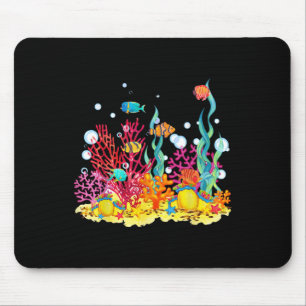 Aquarell-Korallenriff mit Fischen, schöne Unterwas Mousepad