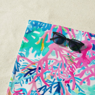 Aquarell-Korallenriff-Tropisches-Chic-Strandtuch Strandtuch