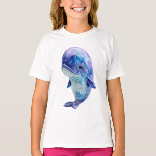 Aquarell Kosmische Galaxie Wal Kinder T-Shirt