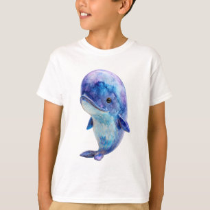 Aquarell Kosmischer Galaxie Wal Kinder T-Shirt