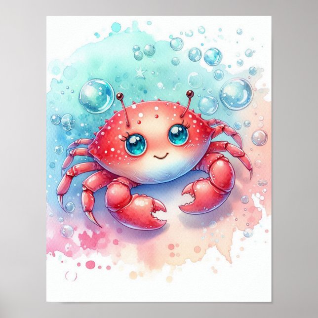 Aquarell-Krabbe Poster (Vorne)