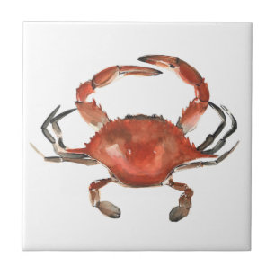 Aquarell-Krabbe - Rot Fliese
