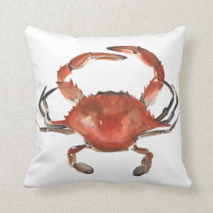 Aquarell-Krabbe - Rot Kissen