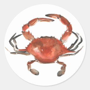 Aquarell-Krabbe - Rot Runder Aufkleber
