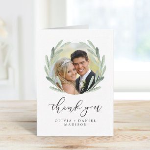 Aquarell-Kranz Elegante Hochzeits-Dankeskarten Dankeskarte