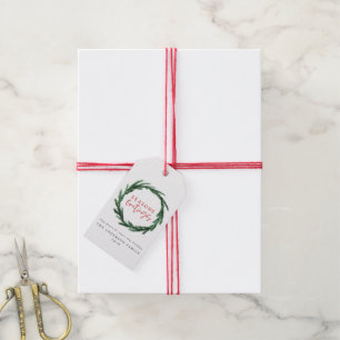 Aquarell-Kranz- und Streifenweihnachtsfeiertag Geschenkanhänger