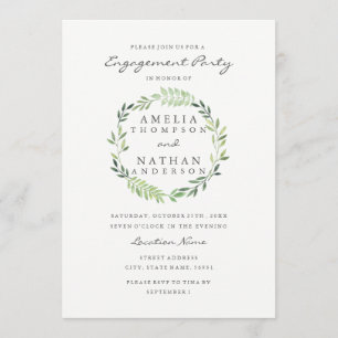 Aquarell-Kranz Verlobungsparty-Einladung Einladung