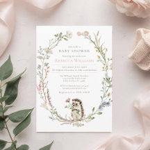 Aquarell-Kranz-Wald-Igel-Baby-Party