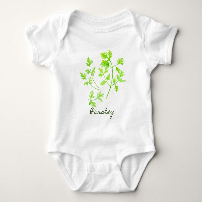 Aquarell-Kraut-Petersilien-Illustration Baby Strampler (Vorderseite)