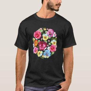Aquarell-Kreis-Blumenstrauß Blumen Garten und Pfla T-Shirt