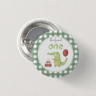 Aquarell Krokodil 1. Geburtstag Button