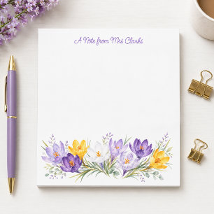 Aquarell-Krokus-Blumen-Personalisiert  Post-it Klebezettel