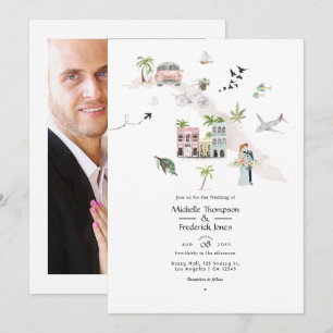 Aquarell-Kuba-Ziel-Hochzeitsfoto Einladung