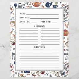 Aquarell Küchenutensilien | Recipe Binder Page