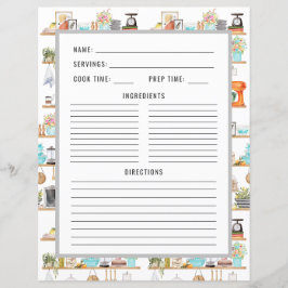 Aquarell Küchenutensilien | Recipe Binder Page