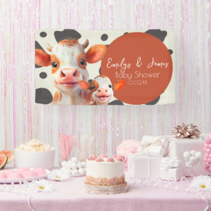 Aquarell Kuh Print Muster Babydusche Banner