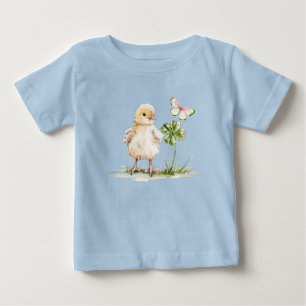 Aquarell-Küken mit vierblättrigem Kleeblatt  Baby T-shirt
