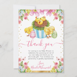 Aquarell-Küken-Torte-Frühling-Ostern-Baby-Party Dankeskarte