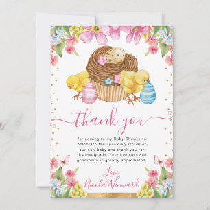 Aquarell-Küken-Torte Frühlings-Ostern Baby-Party Dankeskarte