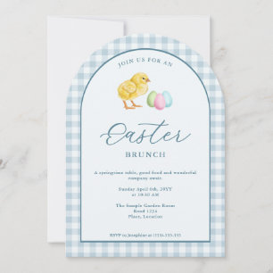 Aquarell-Küken und Eier Blaues Osterbrunch Einladung