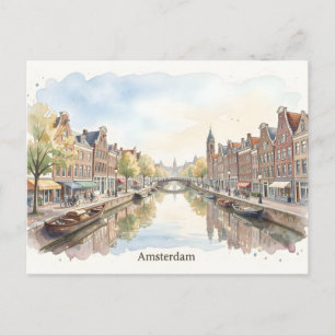 Aquarell-Kunst Amsterdam Postkarte