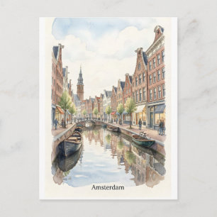 Aquarell-Kunst Amsterdam Postkarte
