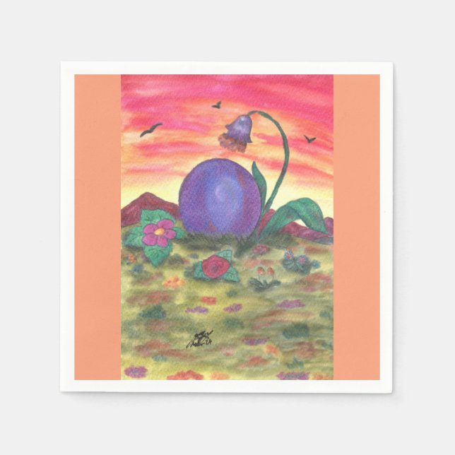 Aquarell Kunst Illustration Ostereier Serviette (Vorderseite)