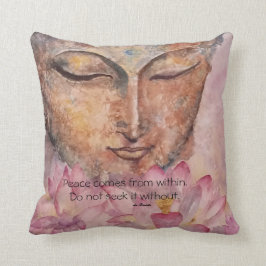 Aquarell-Kunst-Kissen Friedenszitat-Buddhas Lotus Kissen