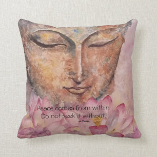 Aquarell-Kunst-Kissen Friedenszitat-Buddhas Lotus Kissen