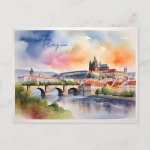 Aquarell-Kunst Prag Postkarte