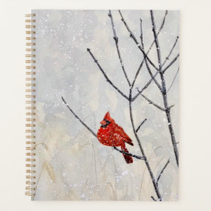 Aquarell-Kunstplaner, Kardinal und Schnee Planer