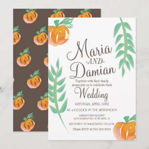 Aquarell-Kürbis-Illustration Grüne Herbst-Hochzeit Einladung
