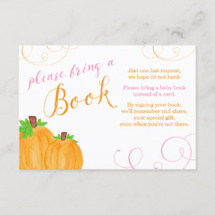 Aquarell-Kürbis-Mädchen-Babyparty holen ein Buch Begleitkarte