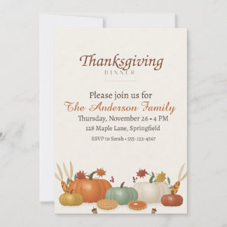 Aquarell-Kürbis-Thanksgiving-Dinner Einladung