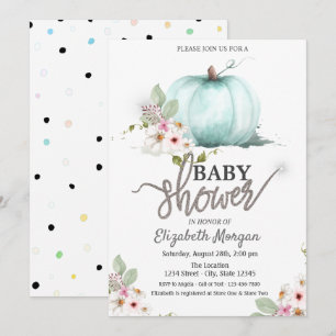 Aquarell-Kürbisblumen gepunktete Babyparty Einladung