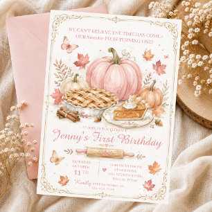 Aquarell-Kürbiskuchen-Sticks Herbst-Cupcakes-Schle Einladung