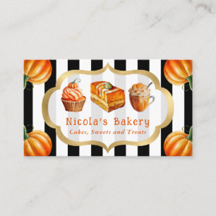Aquarell-Kürbiskuchen und -Torten-Bäckerei Visitenkarte