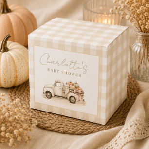 Aquarell-Kürbisse-LKW1 Gingham Herbst-Baby-Party Geschenkschachtel