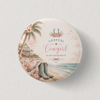 Aquarell, Küsten-Cowgirl-Junggesellinnen-Abschieds Button